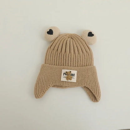 Cartoon Bear Ear Protection Knitted Hat for Toddler Boys Girls childrensterritory
