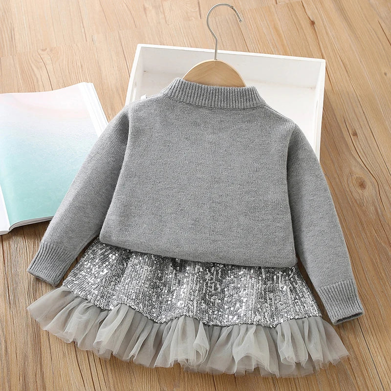 Girls Casual Winter Sweaters and Dresses Outfit Set childrensterritory