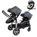 2 in-1 PU Leather Waterproof Twins Baby Stroller childrensterritory