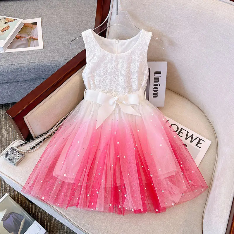 Elegant Sequin Birthday Princess Dress for Girls 3–8 Years
