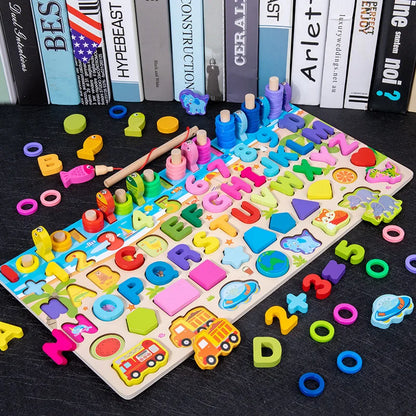 Kids Wooden Numbers Shapes Matching Montessori Toys childrensterritory