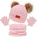 Toddler 3Pcs Cute Pompom Knitted Hats Scarf Gloves Set childrensterritory