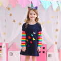 Little Girls Long Sleeve Cartoon Design Casual Dresses childrensterritory