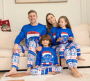 Letter Printed Christmas Family Pajamas Sets in Blue Color childrensterritory