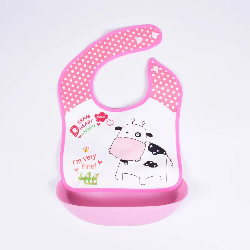 Soft Waterproof Cartoon Printed Adjustable Baby Bibs