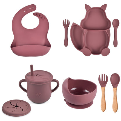 8 Pcs Baby/Kids Anti-Slip Soft Silicone Tableware Set childrensterritory