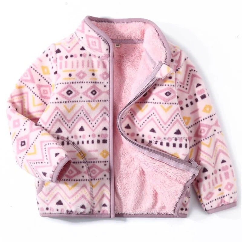 Little Girls Printed Winter Fleece Jackets childrensterritory