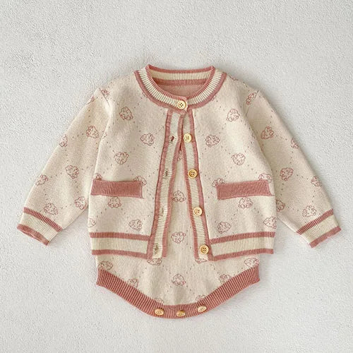 Baby Girl Hollow Out Knitwear Outfit Set