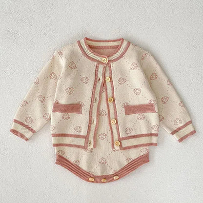 Baby Girl Hollow Out Knitwear Outfit Set