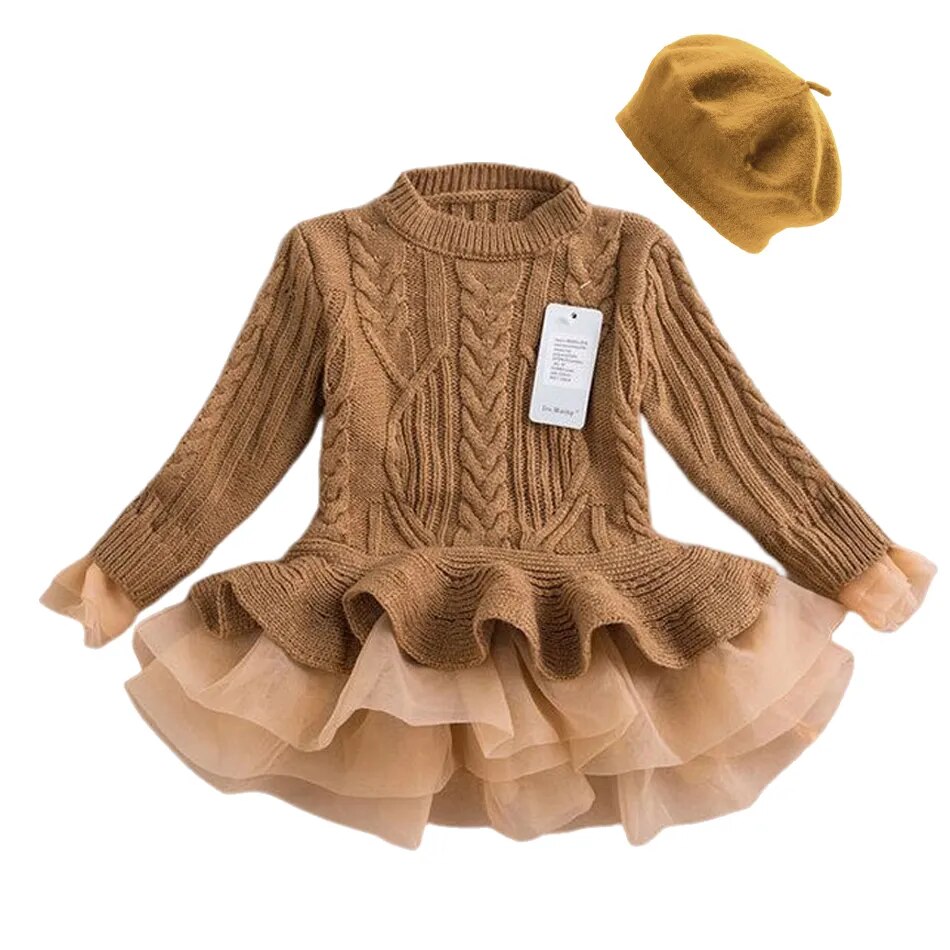 Kids Girls Ruffle Long Sleeve Warm Princess Dresses childrensterritory