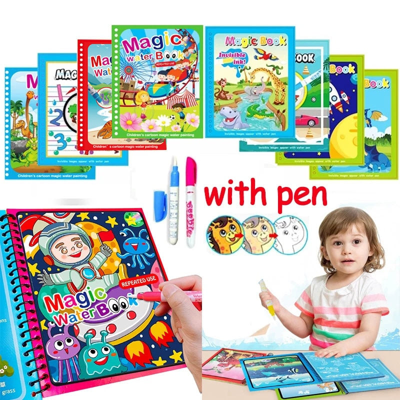 Reusable Magical Water Drawing Book with Pen Kids Toys childrensterritory