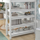Stylish Kids Twin Loft Bed with Shelves, Desk, and Ladder childrensterritory