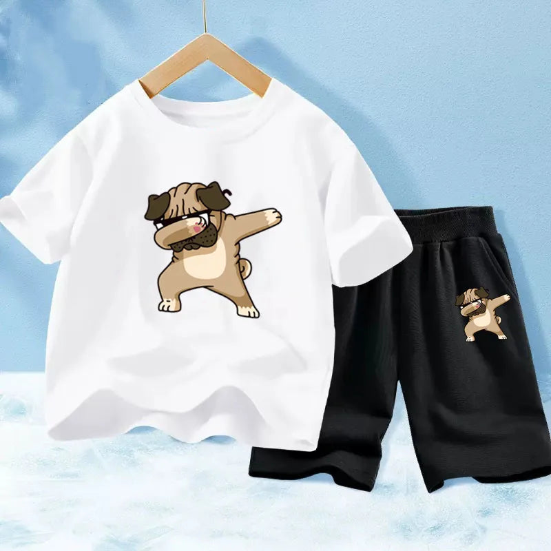 Kids Boys Music Headset Print T-shirt and Shorts Set childrensterritory