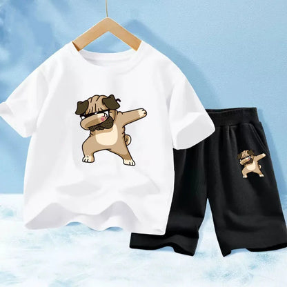 Kids Boys Music Headset Print T-shirt and Shorts Set childrensterritory