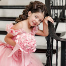 Tulle Floral Appliques Pageant Dress for Girls with Trailing