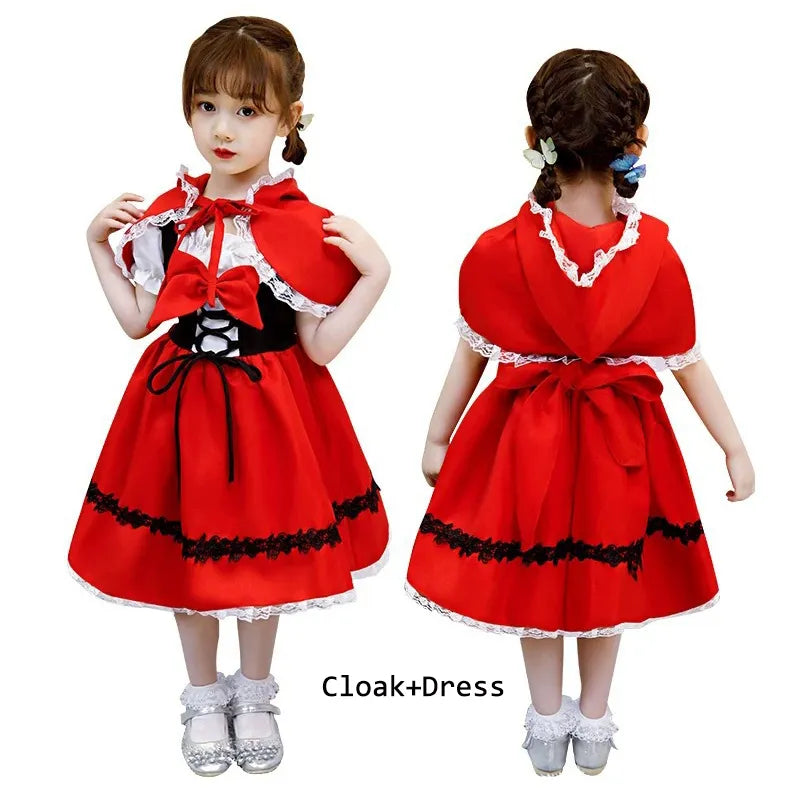 Kids Girls Fancy Cosplay Dresses for Halloween with Pumpkin Bag childrensterritory