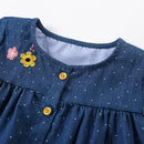 Little Girls Cartoon Bees Design Long Sleeves Dress with Pockets childrensterritory