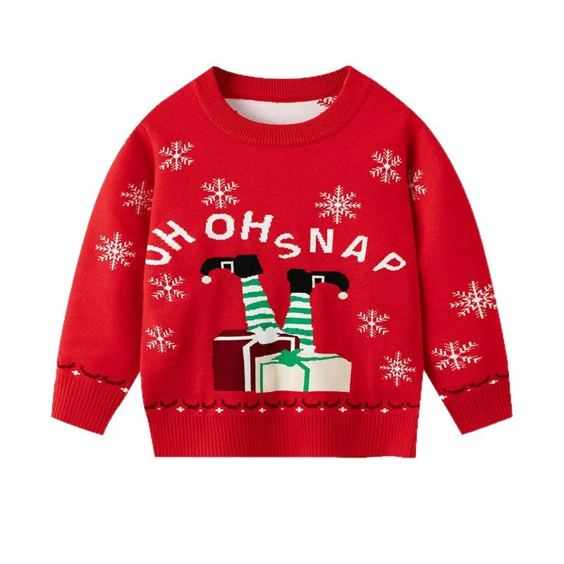 Round Neck Long Sleeves Christmas Design Boys Sweaters
