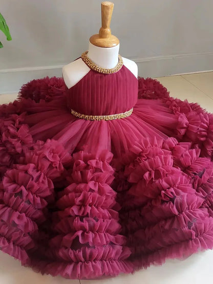 Wine Red Fluffy Baby/Kid Girls&
