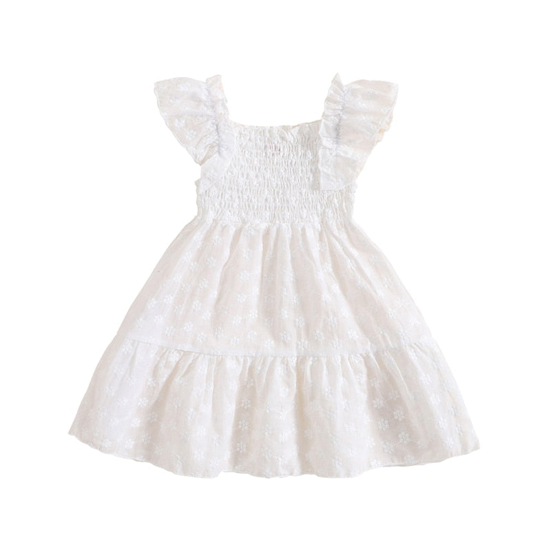 Kids Girls A-line Flower Embroidery Summer Dress childrensterritory