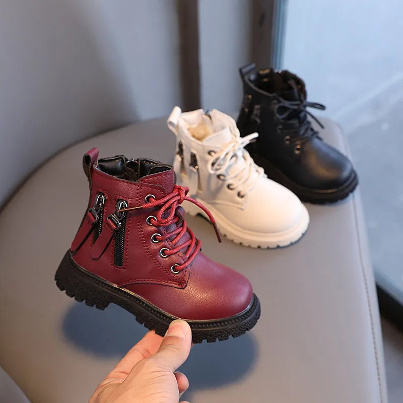 Double-Zip Design Warm Ankle Length Rubber Boots for Kids childrensterritory