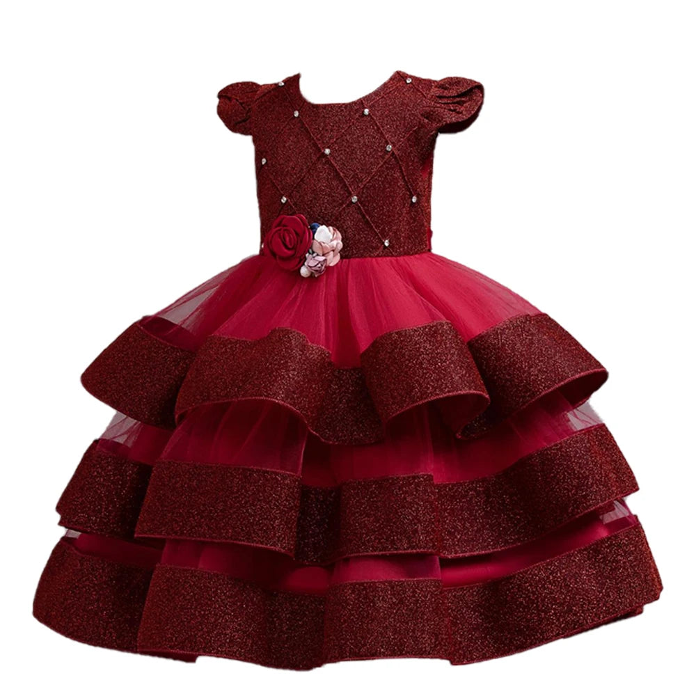 Kids Girls Elegant Tutu Flower Princess Party Dresses childrensterritory