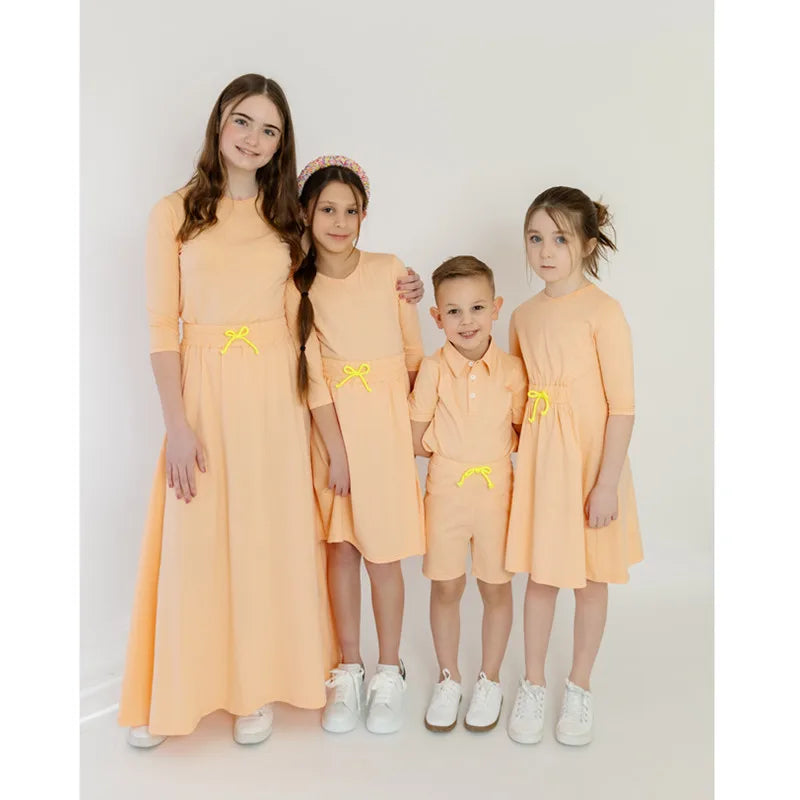 Summer Solid Colour Family Matching Clothing Set
