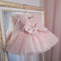 Pearl Decorated Puffy Pink Princess Dress for Girl's First Communion