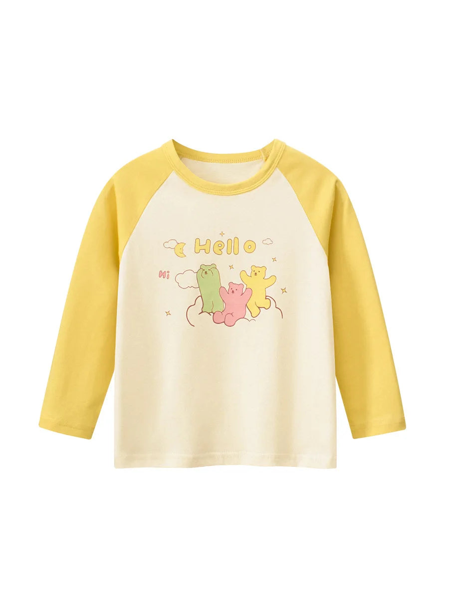 Girls' Cartoon Print Long Sleeves Stylish Tops