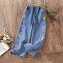 Kids Girls Butterfly Print Autumn Jeans childrensterritory
