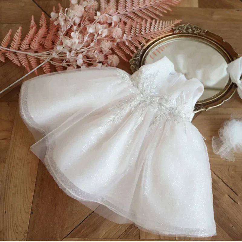 Sleeveless Flower lace Design Girls Birthday Dresses