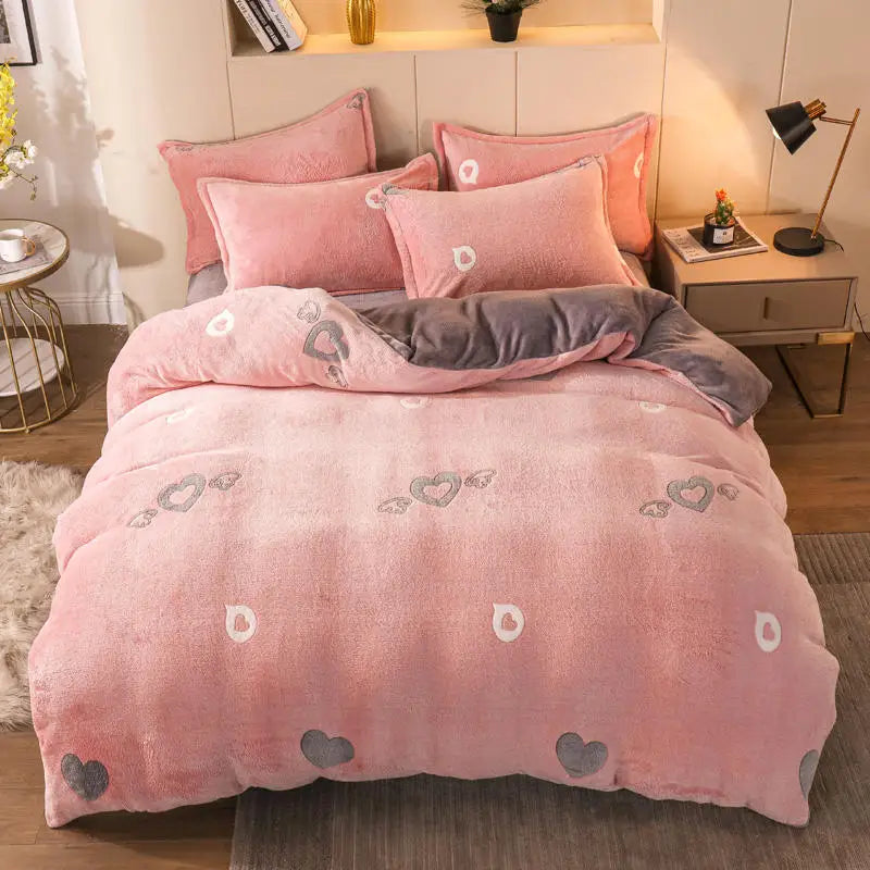 Flannel Fleece 1pc Winter Warm Duvet Cover for Kids Bed