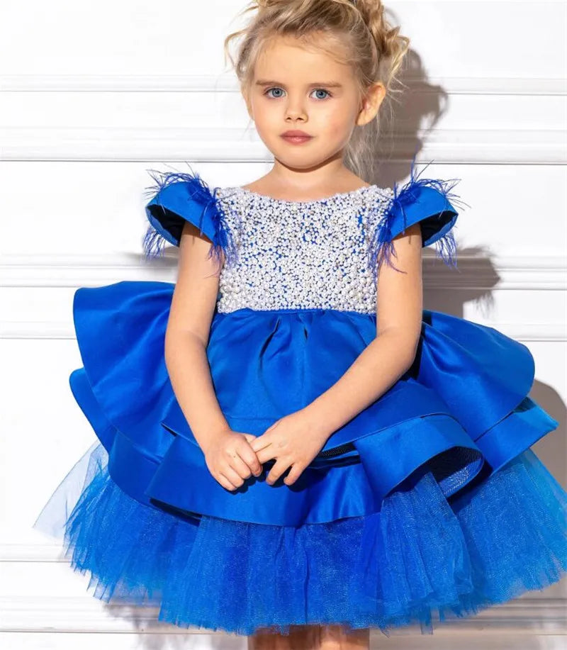 Handmade Pearls Design Tutu Flower Girl Dress childrensterritory