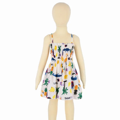 Little Girls Floral Halter Style Summer Cotton Dresses childrensterritory