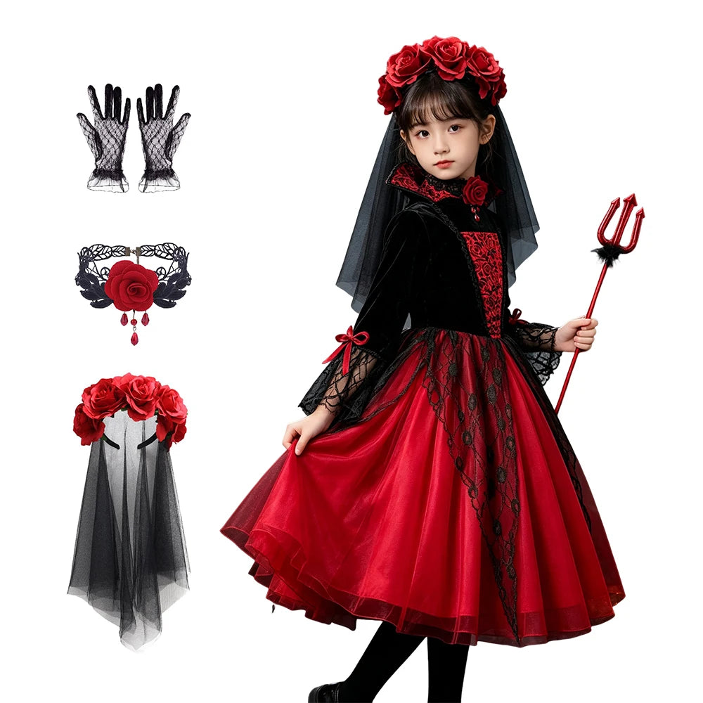 Ghost Bride Kids Girls Costume For Purim Halloween Party