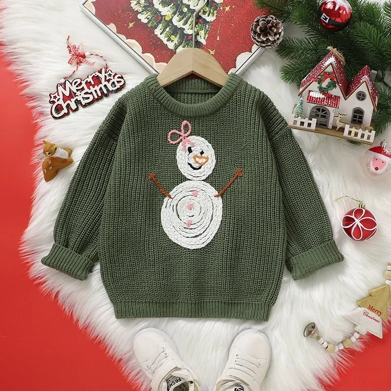 Kids Embroidery Design Long Sleeves Winter Sweater
