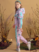 Girls Floral Print Hooded Jacket and Trouser Clothing Set childrensterritory