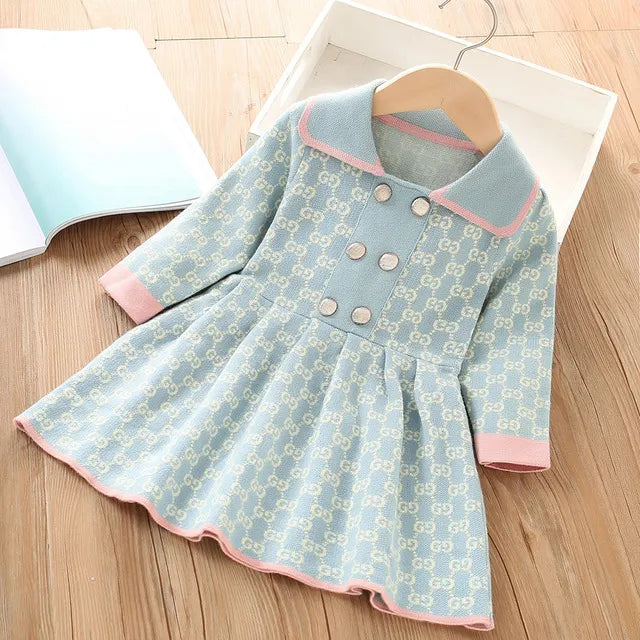 Kids Girls Fashionable Print Skirt Princess Sweater Dresses childrensterritory