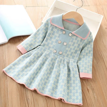 Kids Girls Fashionable Print Skirt Princess Sweater Dresses childrensterritory