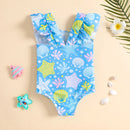 Shell and Doughnut Print Baby Girl Bodysuit Swimwear