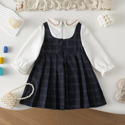 Cute Academic-Style Kids Girls Autumn Princess Dress