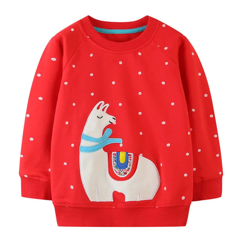 Cartoon Animal Design Little Girls Cotton Sweatshirts for Winter