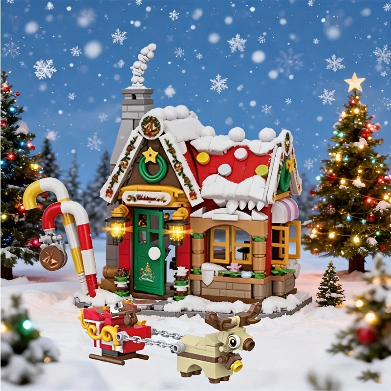 Mini Christmas House Building Blocks Toys Gift for Kids