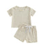 Baby Unisex Solid Crew Neck T-Shirts and Shorts Outfits childrensterritory