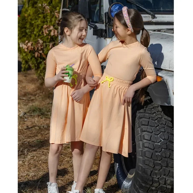 Summer Solid Colour Family Matching Clothing Set childrensterritory