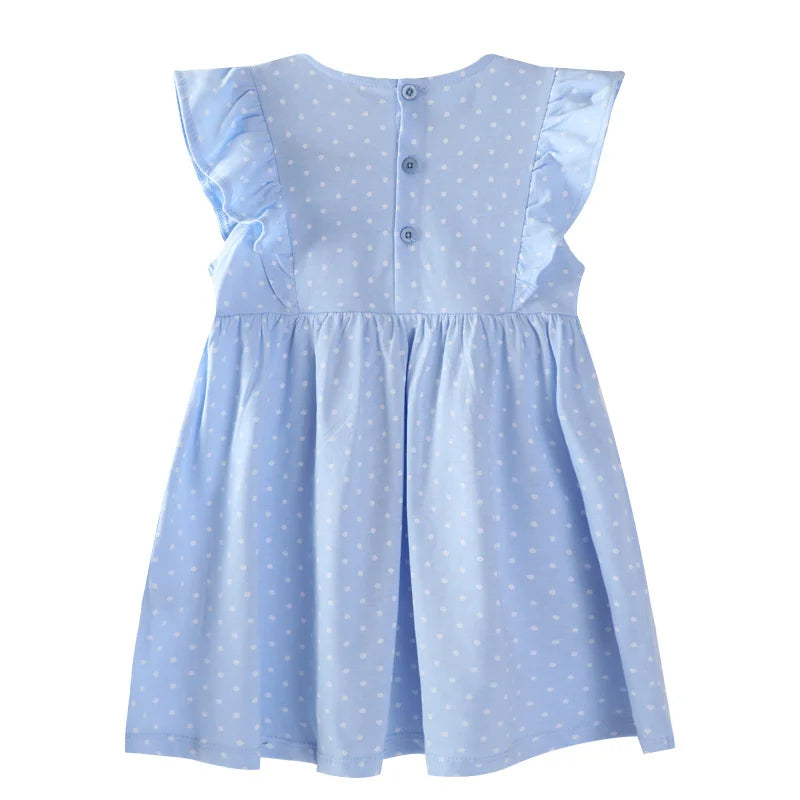 Cartoon Embroidery Design Kids Girls Summer Dresses childrensterritory