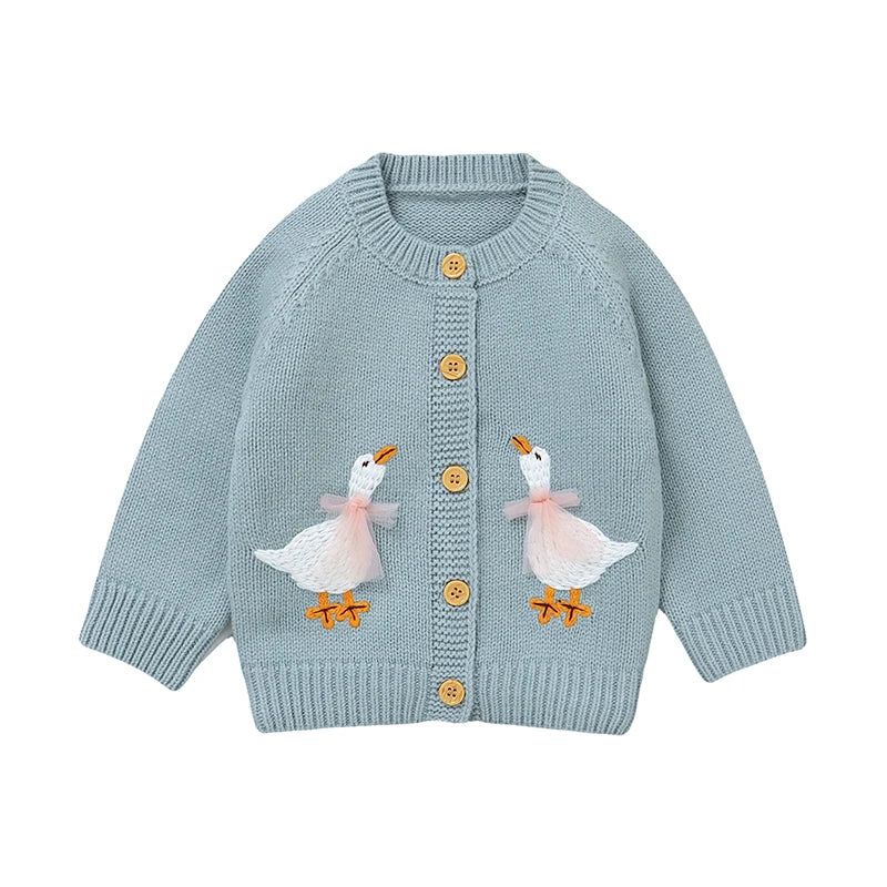 Cartoon Goose Design Baby Knitted Cardigan childrensterritory
