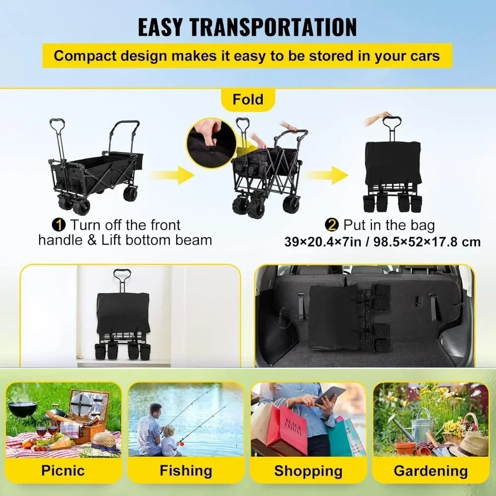 Collapsible Wagon Carts with Removable Canopy