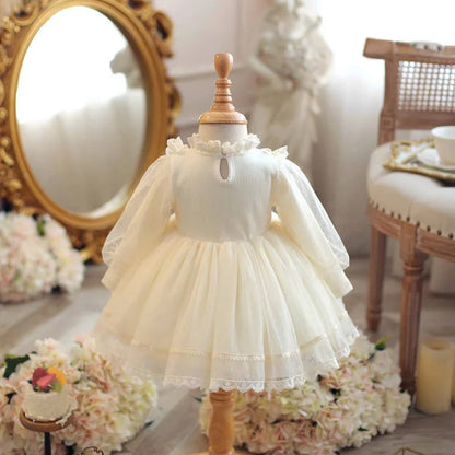 Baby Girl Fluffy Tutu Lace Design Baptism Party Dresses