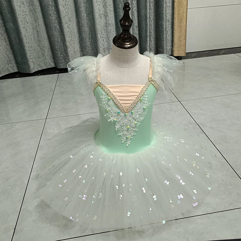 Kids Girls Sequined Ballet Leotard Tutu Dresses childrensterritory